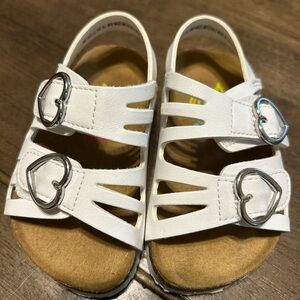 Rachel Shoes White Sandals with Heart Buckles